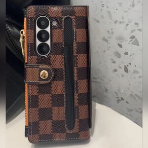 Designer Insp Brown Checkered SAMSUNG GALAXY Z Wallet Phone Case